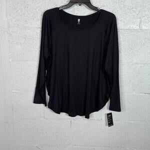 ID Ideology Plus Size Essentials Long Sleeve T-Shirt, Deep Black 1X